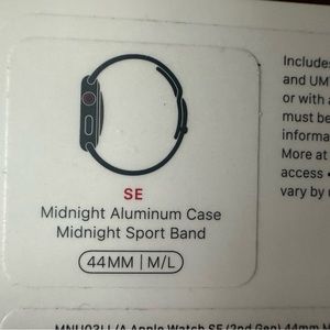 New Apple Watch SE midnight case and band 44 m/l box has not been opened
